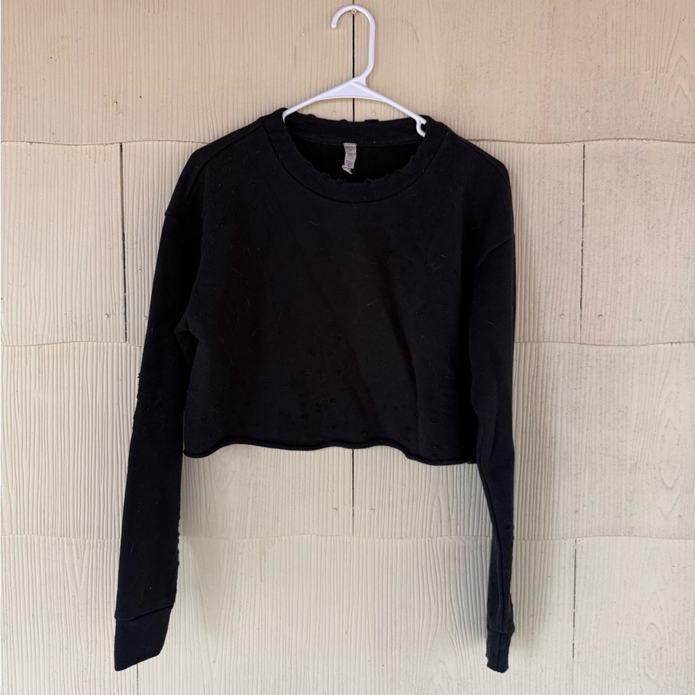 ALO Yoga Black Cropped Long-Sleeve Top